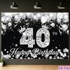 2D flat banner 1 piece banner Crown in black and silver 40th birthday Polyester background clothzyc