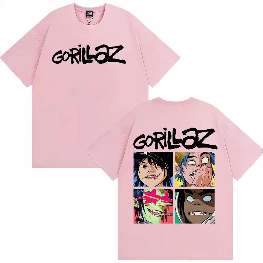 2026 Hot Sale Rock Band Gorillaz Vintage Cartoon Graphic T‑Shirt Men Women Hip Hop Streetwear Top Y2K Gothic Cotton Oversized T-shirts