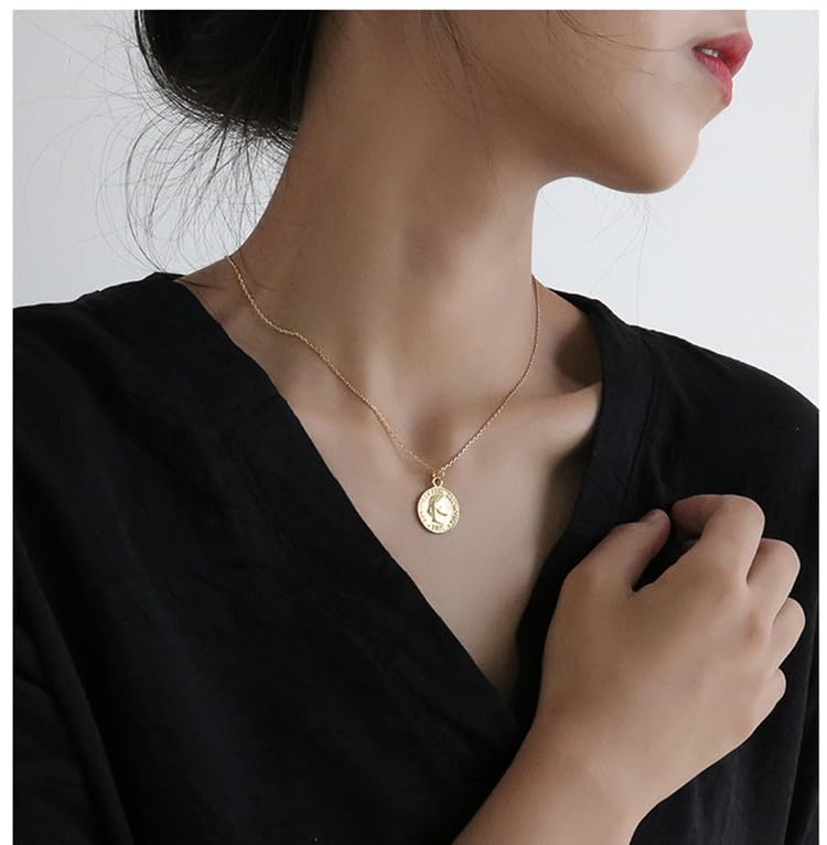 [Petit-Germe] Coin-type Necklace, Silver Plated (01. Gold)