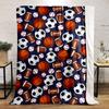 The Pattern Features Various Sports Balls. for All Seasons Blanket Lunch Break Throw Gift