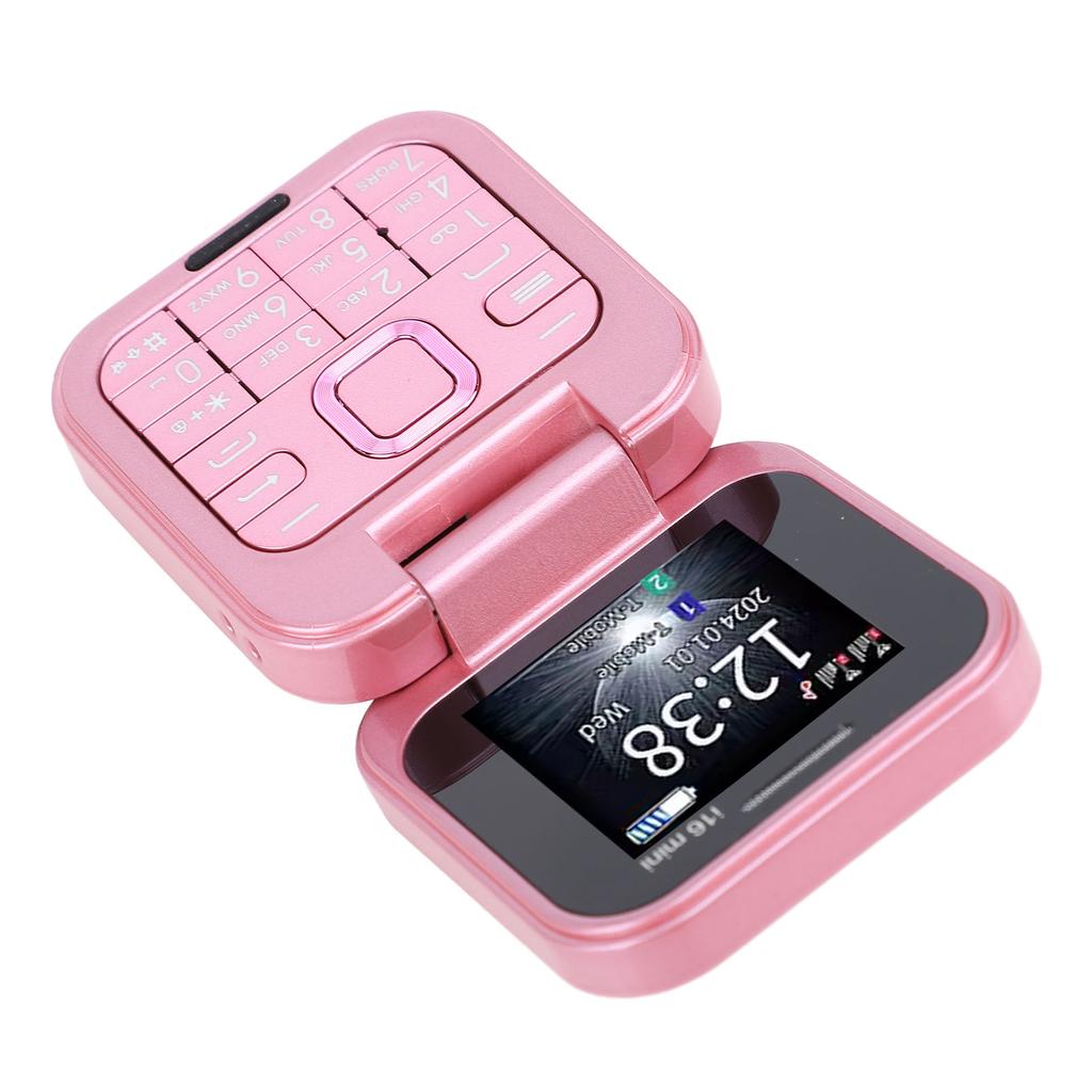 Kleines Klapphandy, faltbar, interner und externer Doppelbildschirm, HD-Kamera, Klapphandy, Pink