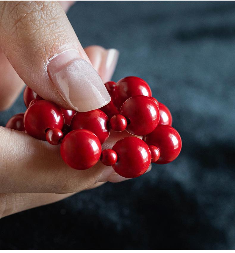 Xu Yan Style Rosy Red Agate Double-Wrap Bracelet, Skin-Brightening Cinnabar Hand String, Zodiac Gift