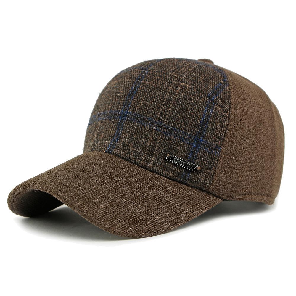 Men's Plaid Wool Blend Baseball Cap - Casual Retro Style Adjustable Hat (5 Color Options)