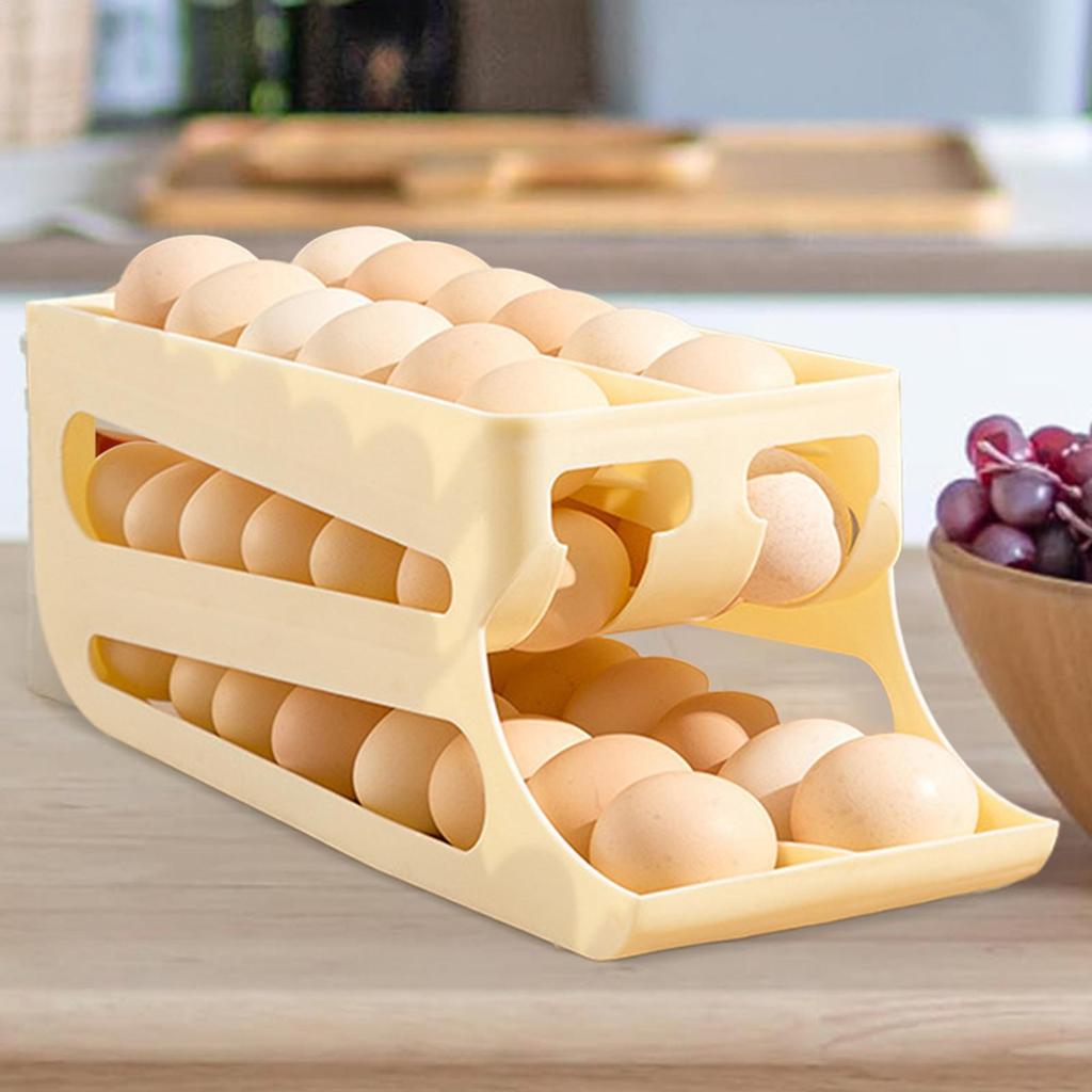 Egg Holder for Fridge 3-tier Automatic Rolling Egg Rack Holder Refrigerator Food Container for Counter Fruit Kitchen Camping