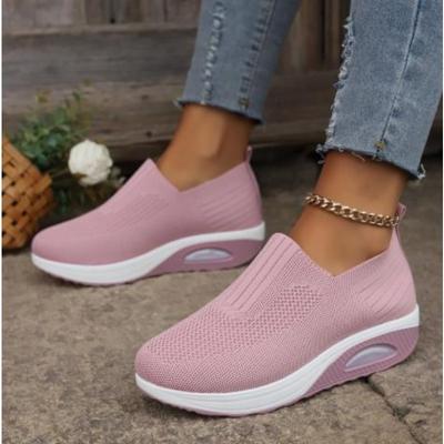 Fashion New Sports Shoes Thick Sole Casual Shoes Fly Woven Breathable Sports Wear-resistant Large Size Single Shoes