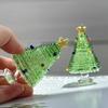 Handmade Mini Crystal Glass Christmas Tree Ornament Cute Mini Xmas Tree Collectible Figurines Holiday Table Decoration Gift