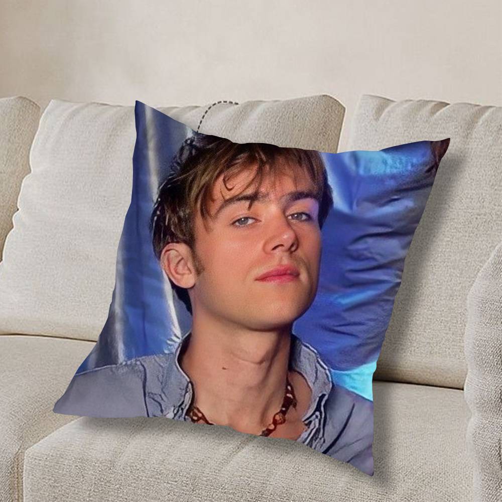COOL Damon Albarn-n Ich Liebe Kissenbezug Anti-Milben Kissenbezug Versteckter Reißverschluss seidiger kurzer Plüsch Sofakissenbezug
