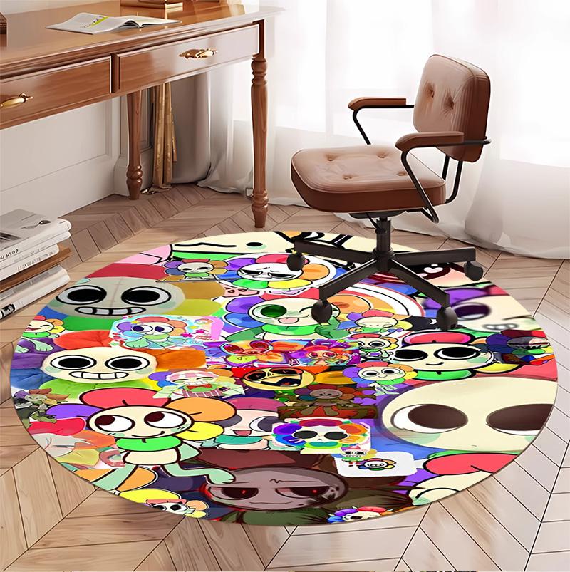 Dandy's World Pattern Round Rug, Indoor/Outdoor Mat, for Picnic, Gameroom, Bedroom, Office, Living Room, Home Decor Carpet, Birthday Gift