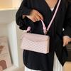 2025 retro women's bag new Korean version solid color messenger bag single shoulder simple striped small square bag handbag women
