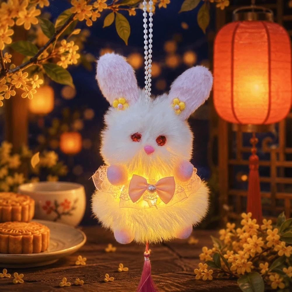 Chinese Style Mid-Autumn Festival Lantern LED Light Plush Rabbit Lantern Parent-Child Activity