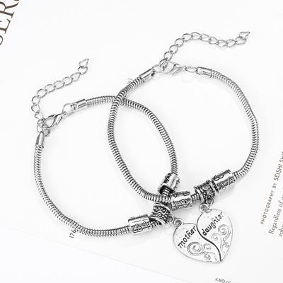 Bracciale a cuore con cuciture intagliate retrò Set di gioielli per coppia amore