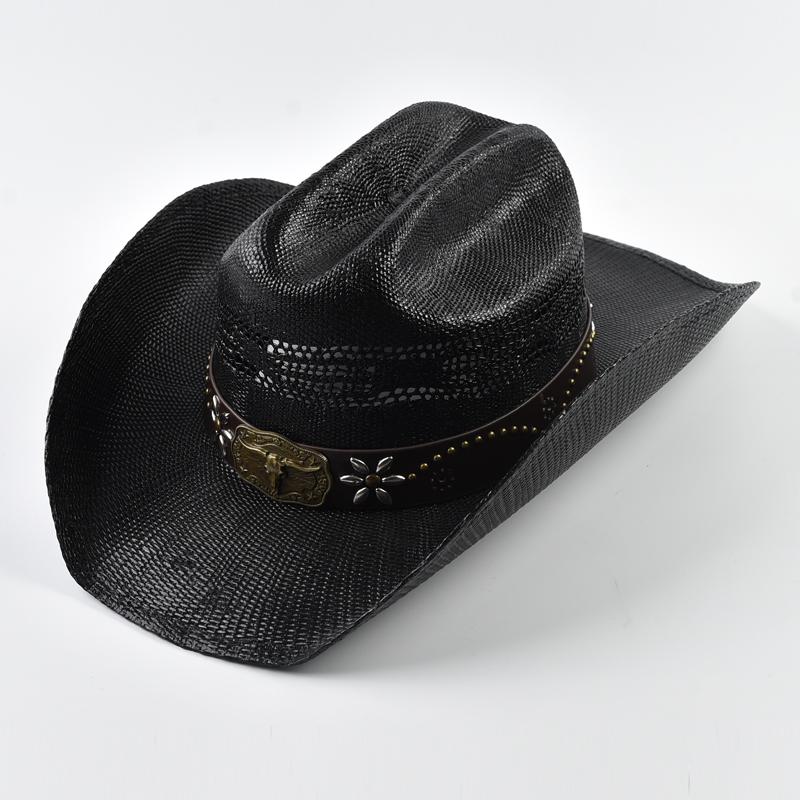 New Men's Women's Western Cowboy Straw Hat Vintage Curled Brim Gentleman Lady Cowgirl Jazz Hat·Outdoor Sunshade Hat