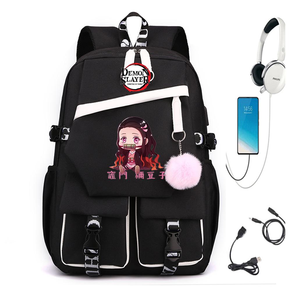 

Академический стиль корейская версия модный школьный рюкзак новый день человек призрак истребляющий периферийный принт рюкзак большой вместимости No specification