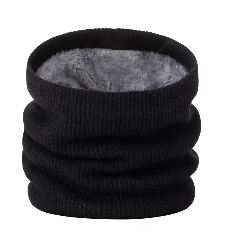 Winter Warm Knitted Neck Scarf for Women Men Plush Full Mask Outdoor Cashmere Solid Color Neck Scarves Thick Apparel Accessories