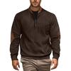 Men Sweatshirt Half Zipper Plaid Stand Collar Elbow Decoration Pullover Tops Long Sleeve Jacket Work Date Wear