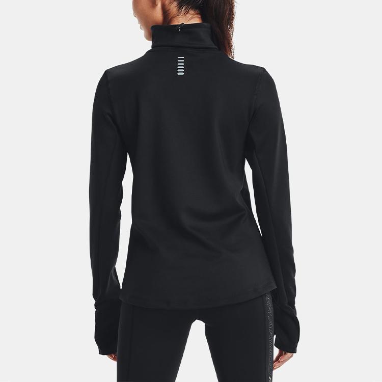 Under Armour Funnel Neck Running Sports T-Shirt Women Tops Black 1365636-001