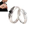 Black White Promise Rings Matching Engagement Wedding Bands Stainless Steel Adjustable Jewelry for Her Him, Valentine's Birthday