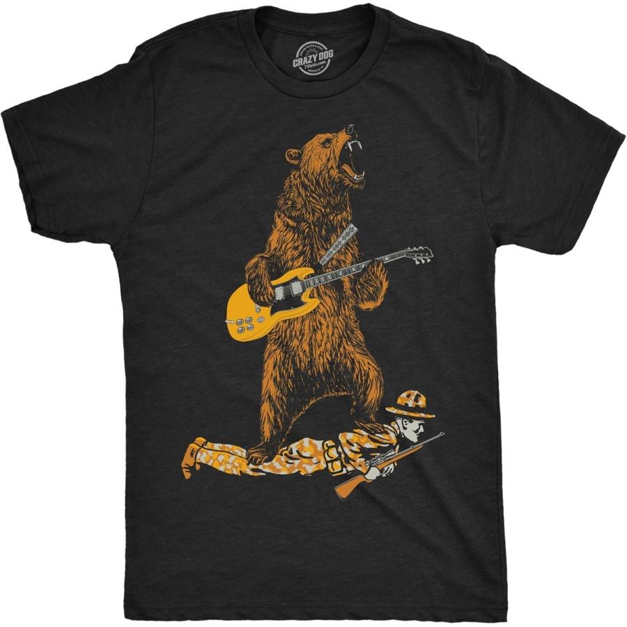 Mens Guitar Bear Funny T Shirts Sarcastic Rock and Roll Tee for Men XXXXXL чёрный