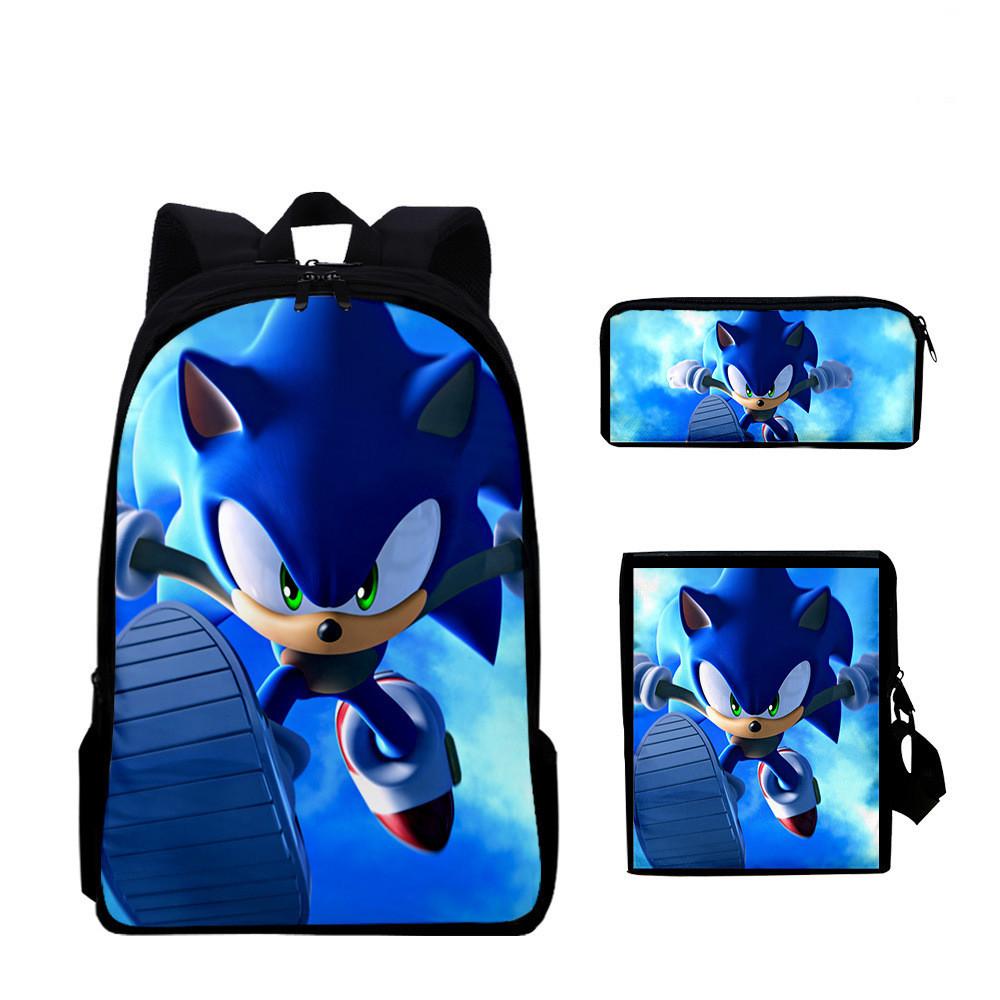 Anime Sonic Backpack Set 3D Printed Backpack Three-Piece Set