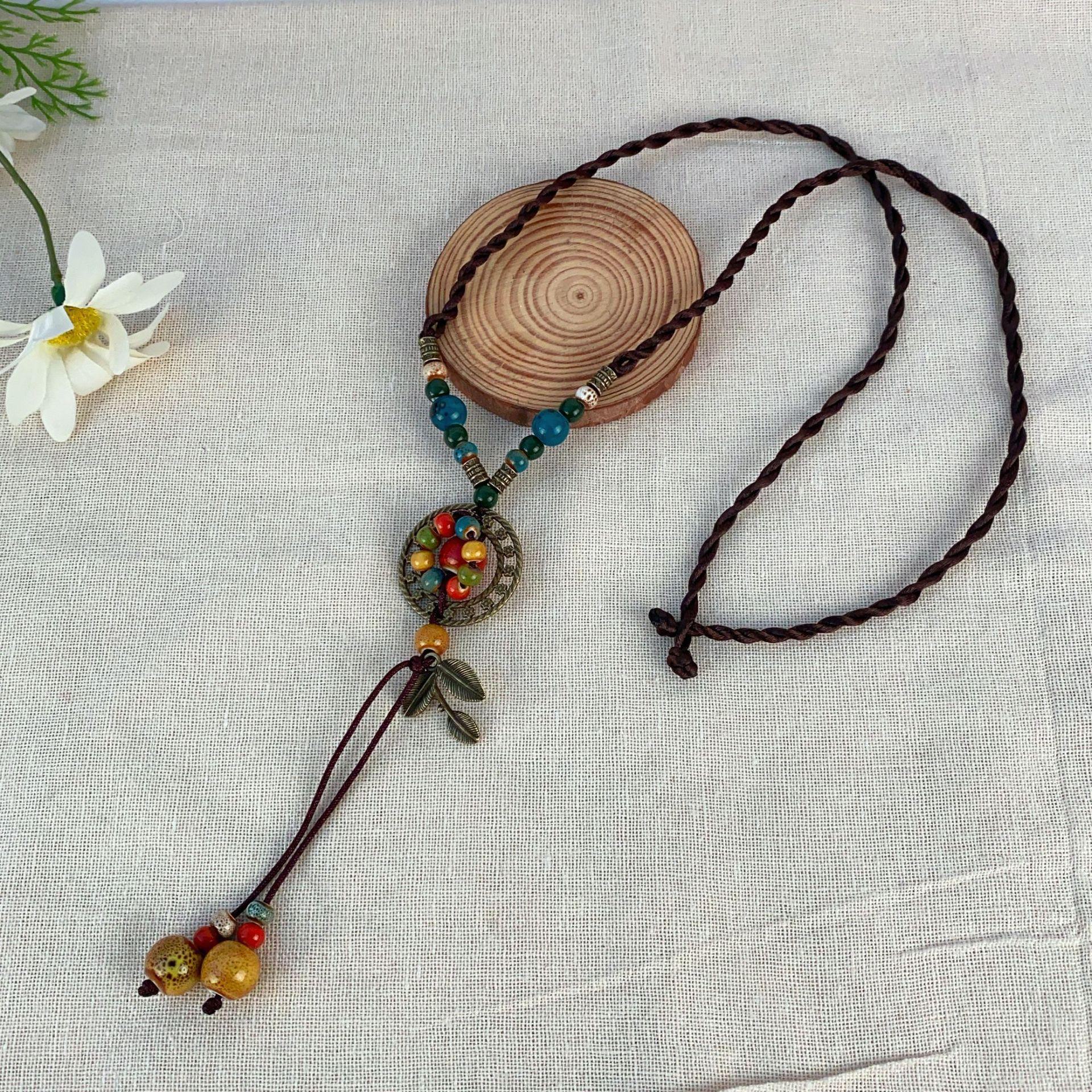 

Новое ожерелье в виде бабочки в этническом стиле Bohemian: Женский ретро-аксессуар в виде длинной керамической цепочки для свитера ceramic rope necklace