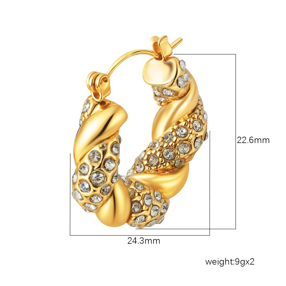 Stylish Round Diamond Snake Stainless Steel Earrings Vintage Geometric Earrings