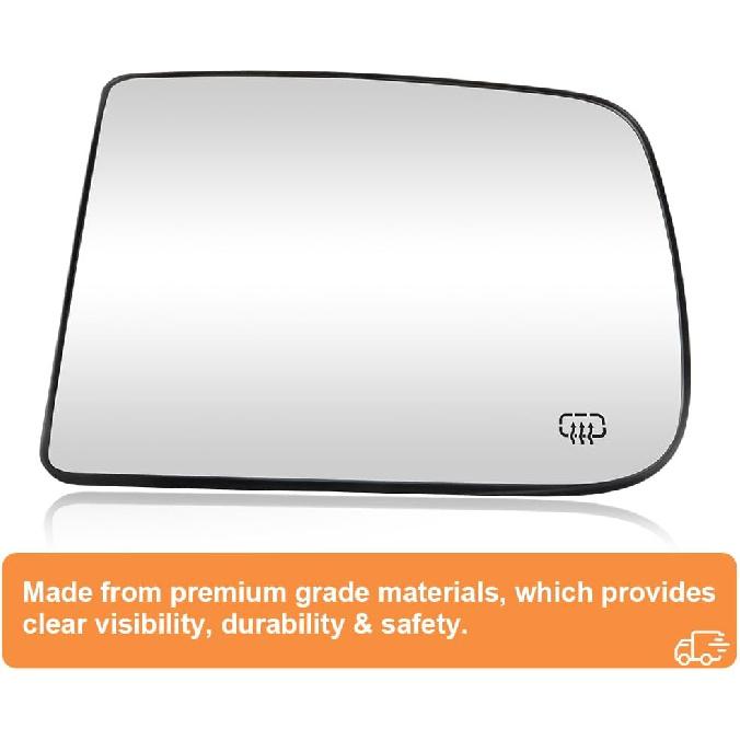 Senzeal Driver Side Tow Mirror Glass Heated Tow Mirrors Replacement For Dodge Ram 1500 2500 3500 4500 5500 2009- Convex Mirror With Rear Holder