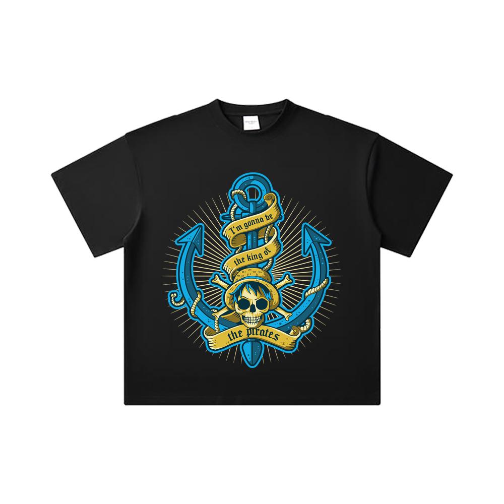 260 GSM Double Yarn 32 Count 100% Cotton One Piece V35 Luffy Kaido Logo Print Unisex Heavy Cotton T Shirt