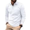Fashionable Men's Polo Shirt Men's Long-Sleeved Sports Top Solid-Colour Loose-Fit Tops