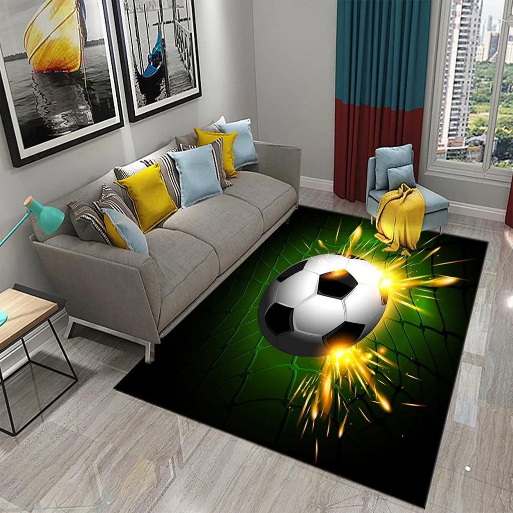 3D Football Pattern Carpet Living Room Large Carpet Children's Bedroom Kitchen Bathroom Entrance Anti-slip Home Decor Mat Carpet