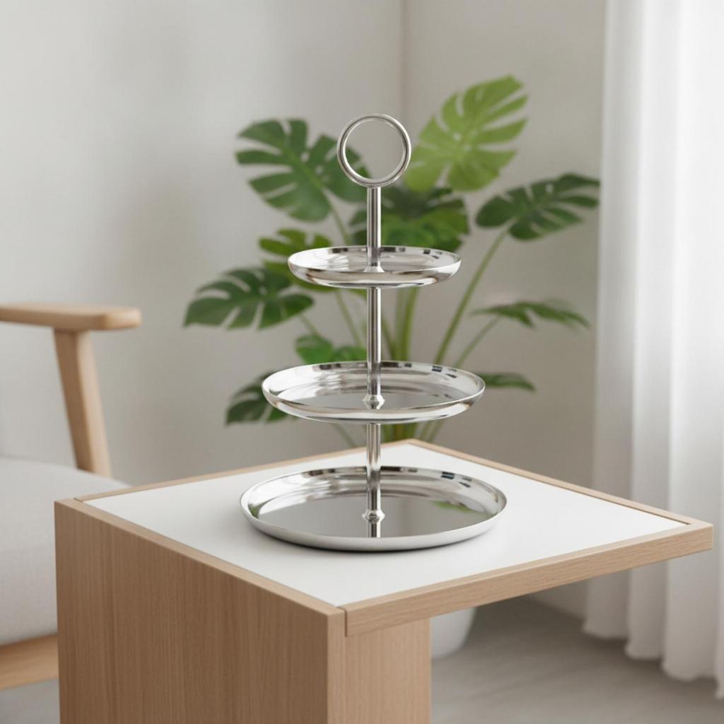 3Tier Dessert Stand Stainless Steel ThreeTier Serving Mirror Polished Tiered Tray for
