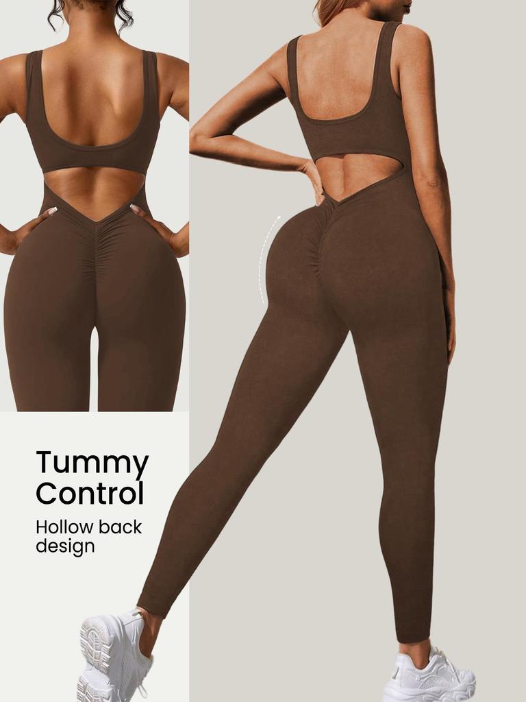 Women's European & American High-Elastic Yoga Bodysuit with Sexy Back Design and Tight-Fitting Long Pants