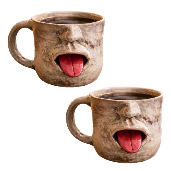 Stick-Out Tongue Ceramic Mug Large Capacity Stoneware Cup with Funny Face Design Novelty Coffee Tea Gift for