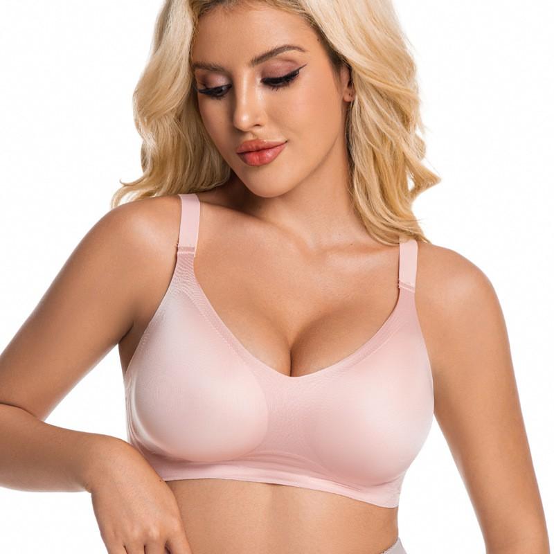 Wirefree Deep V Bra Women - Seamless Thin Cup Back Hook Full Coverage Plus Size Lifting Support