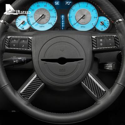 Real Soft Carbon Fiber Sticker For Chrysler 300 300C 2005 2006 2007 2008 2009 2010 Car Steering Wheel Button Interior Trim