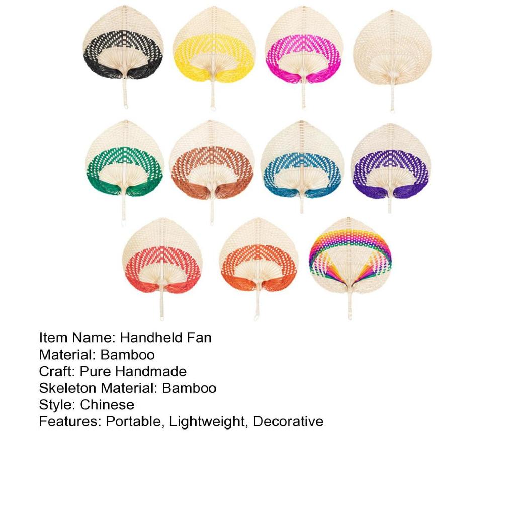 Handmade Weaving Fan Natural Bamboo Raffia Hand Fan Chinese Style Woven Palm Leaf Handheld Fan Summer Cooling Fan Wedding Party Decoration