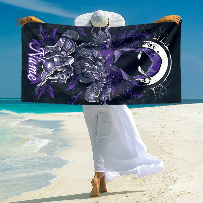 Personalized "Shadow Warrior Emblem" Beach Towel Microfiber Beach Towel Thin Absorbent for Beach Swimming Yoga Bath Sports. 091063