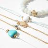 Women Bohemian Style Love Heart Turtle Turquoise Beads Bracelet 5 In 1
