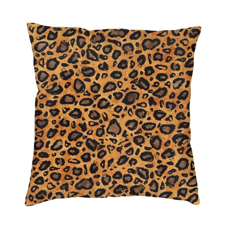 Custom Brown Leopard Print Pillow Case 40X40Cm Living Room Decoration Modern Animal Cheetah Skin Chair Cushion Square Pillowcase