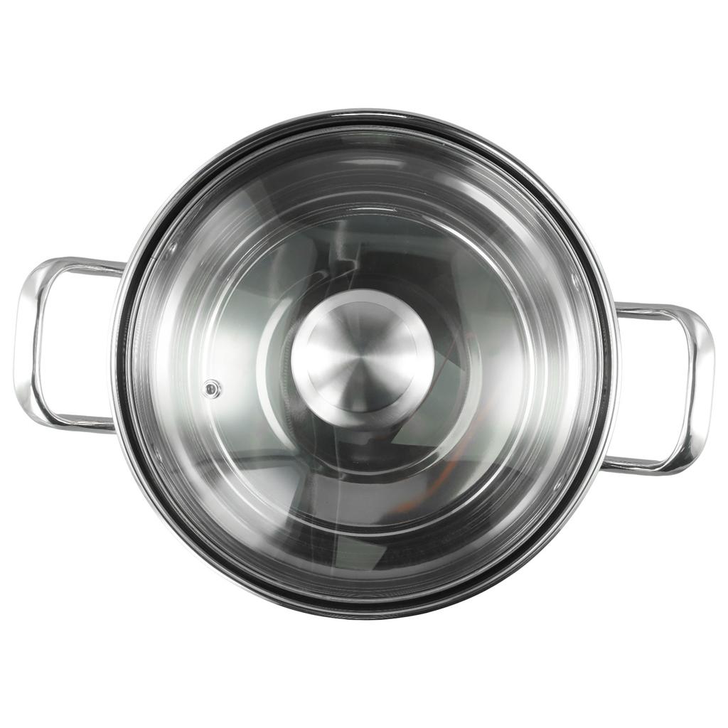 Cooking Pots Soup Pot Stockpot 1 Set 24x13.7cm Cookware Stainless Steel With Glass Lid Kitchen Accessories Portable Useful
