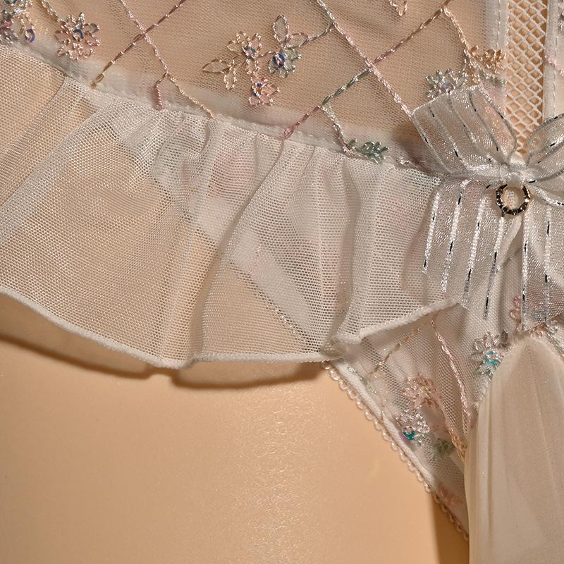 Floral Embroidery Sissy Pouch Panties Japanese Maid Men Ruffles Briefs Pnies Sheath See Through Lingerie Underpant Gay Knickers