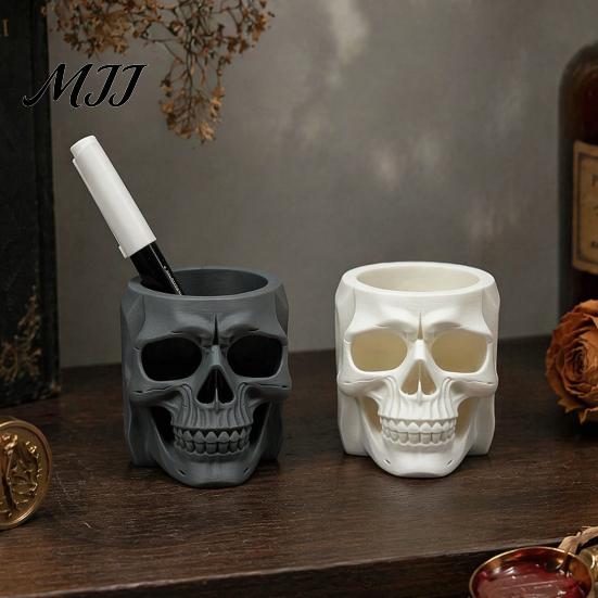 Matte PLA Schreibtisch-Organizer Totenkopf-Form Stifthalter, Große Kapazität Schreibtisch-Organizer, für Gaming-Tisch Finish Aufbewahrungsbecher Stifte Und Schreibwaren