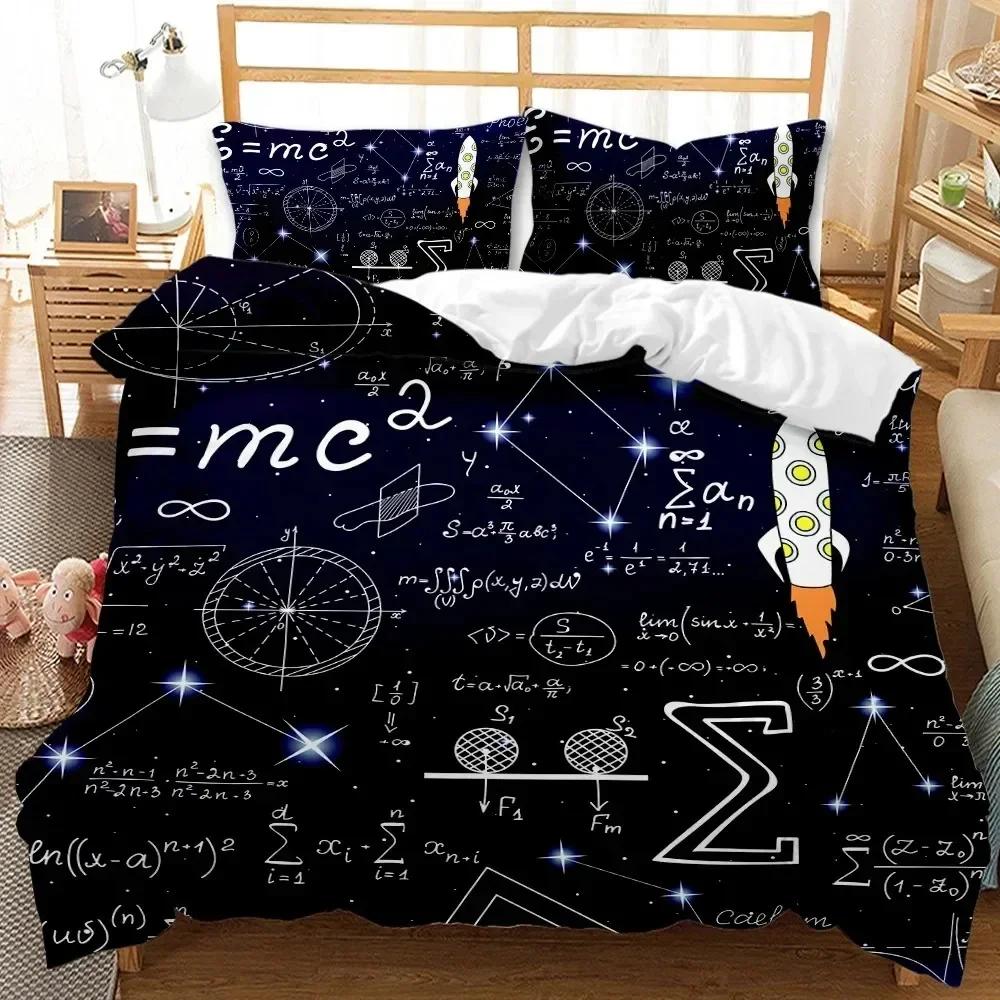 

Math Equation Duvet Cover Set 3D Queen Size Mathematics Formula Bedding Sets Boy Girl Educational Soft Polyester Comforter Cover 70x133cm 2pcs