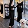 2026 Spring Women's Sexy Mesh Splice Long Dress: Slim Waist-Cinching, Hip-Hugging Design