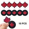 10pcs Mini Black and Red Maple Leaf Embroidery Badge and Decal - Suitable for Decorating Hats, Clothes, Satchels, Interesting Gift for Friends.