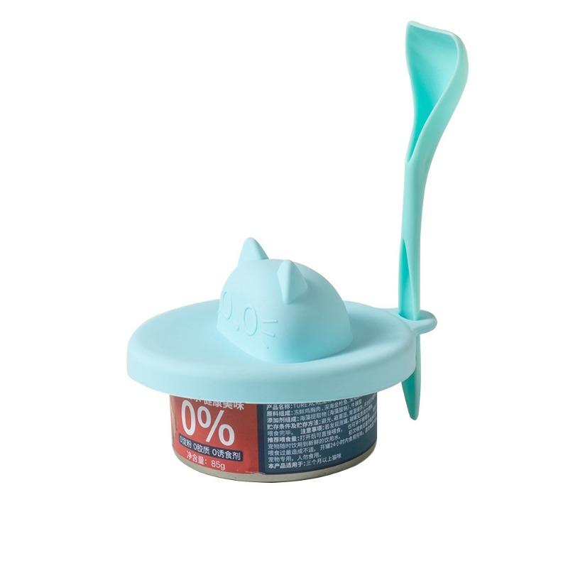 Pet Silicone Can Lid Sealing Cover With Spoon For Cat Dog