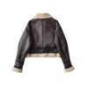 Chaqueta de Moto para Mujer Otoño/Invierno 2025 con Cuello Solapa de Piel Sintética