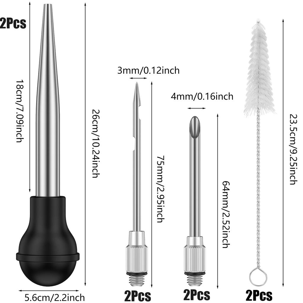 Meat Injector Syringe Kit Grill Turkey BBQ Seasoning Sauce Flavor Needle Cooking Syringe Stainless Steel Injector Cooking Syring