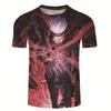 Summer Men's Casual Loose Size Graphic Jujutsu Kaisen Print Round Neck Short Sleeve T-shirt Top