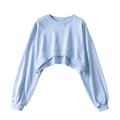 Women Solid Color O-neck Long Sleeve Hoodie Sweatshirt Fashion Ladies Streetwear Slouch Pullover Jumper Tops