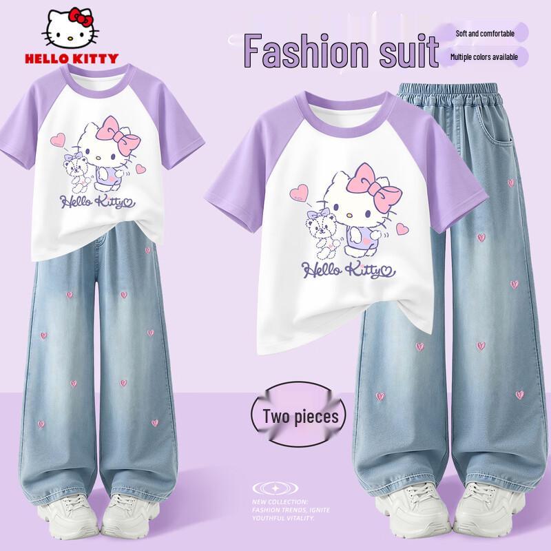 Hello Kitty Girls  Summer Denim Short Set 140
